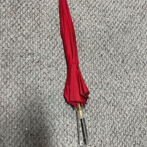 Vintage Red Umbrella with Clear Lucite Handle